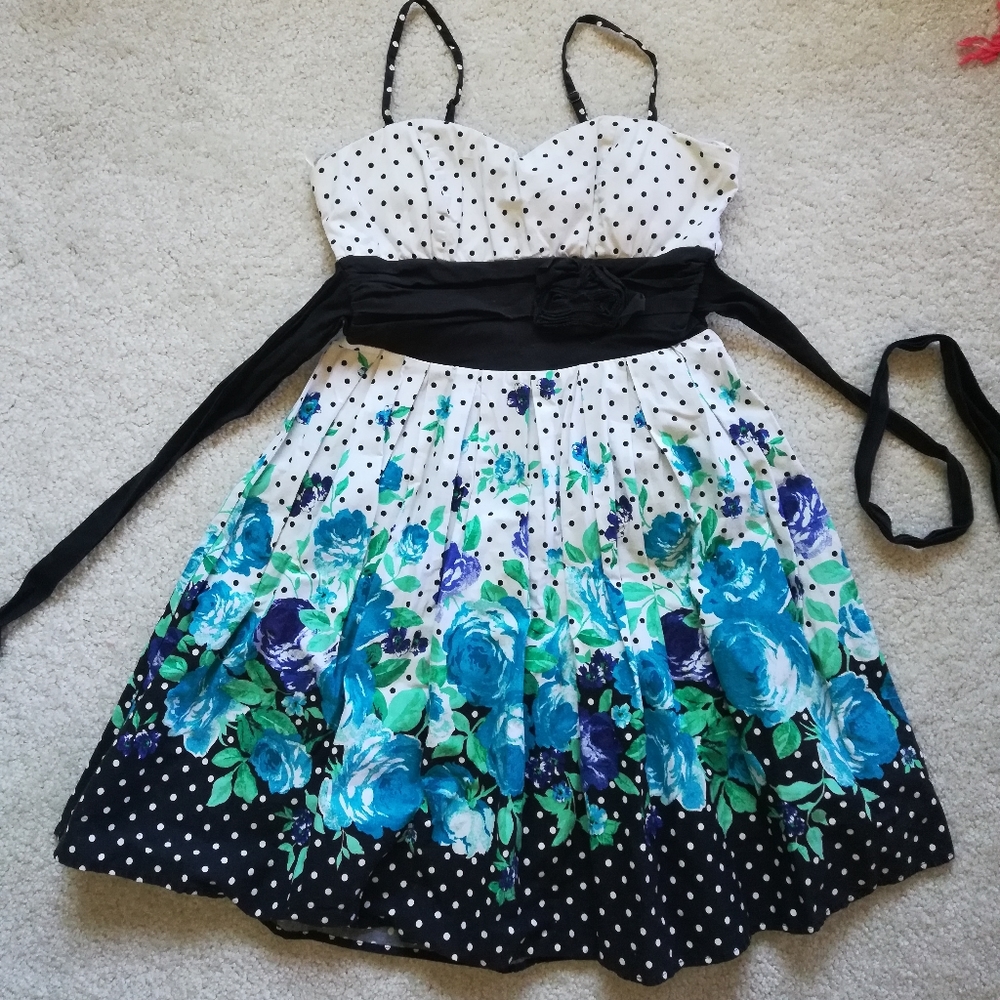 Blue Floral w/ Polka Dots Sundress